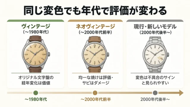 年代・モデルによって同じシミでも評価が変わる