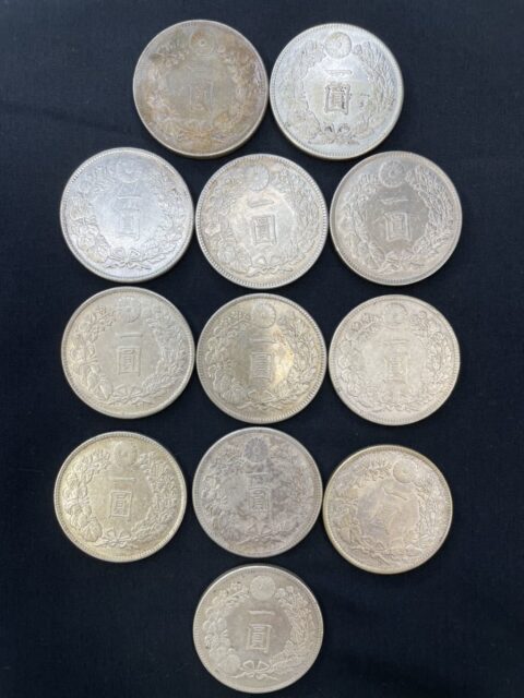 一圓銀貨 明治25年・明治45年・大正3年 計12枚セット