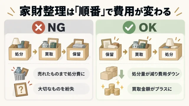 空き家の家財は「保留→買取→処分」の順番で分けるのが基本