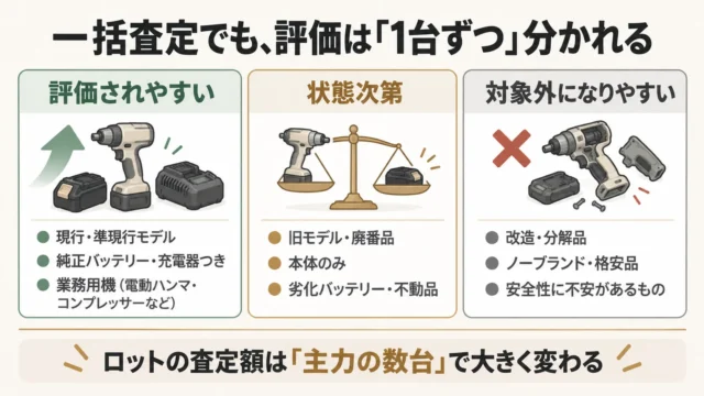 型番違い・バッテリー混在でも一括査定はできる