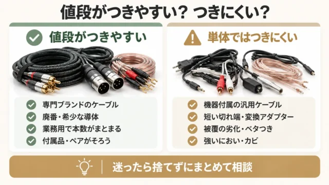 まとめ売りで値段がつきやすいケーブル・つきにくいケーブル