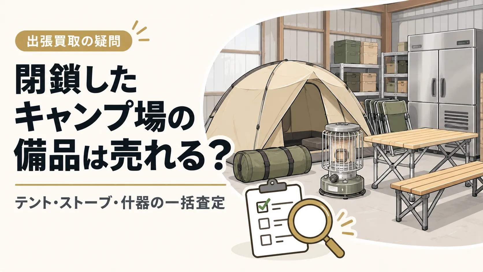 閉鎖したキャンプ場の備品は売れる？テント・ストーブ・什器の一括査定