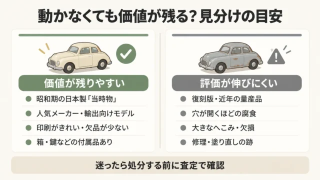 不動品でも価値が残りやすいブリキ玩具の条件