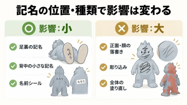 記名・落書きが査定に与える影響の程度