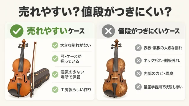 売れやすいバイオリン・値段がつきにくいバイオリンの違い