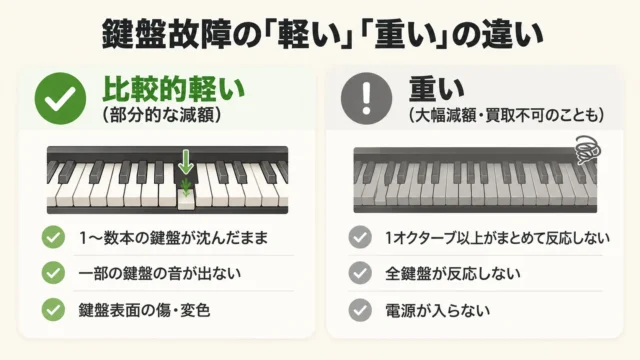 「一部の鍵盤の不具合」と「全体の不良」では評価が大きく違う