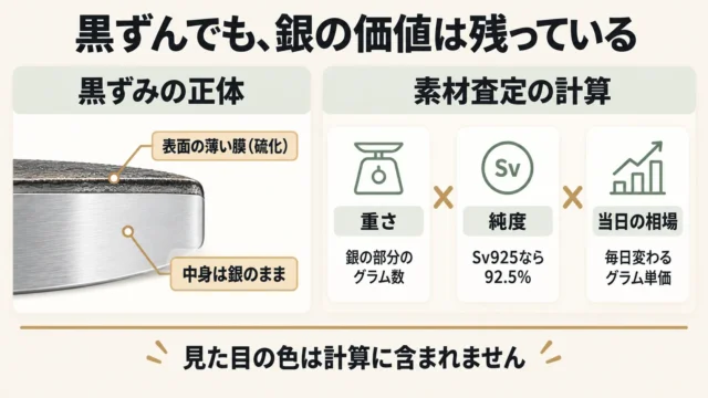 黒ずんだシルバーアクセサリーでも売れる？結論は「磨かずそのまま」が基本
