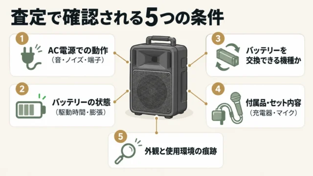 充電式音響機器の査定で確認される5つの条件