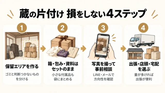 蔵の片付けを損なく進める4ステップと査定前チェックリスト