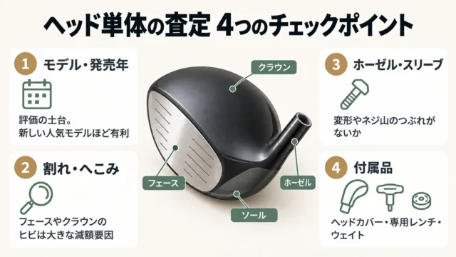 ヘッド単体の査定で見られる4つのポイント