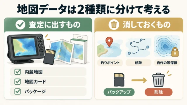 電源ケーブルなしの魚群探知機は売れる？振動子・地図データの査定条件