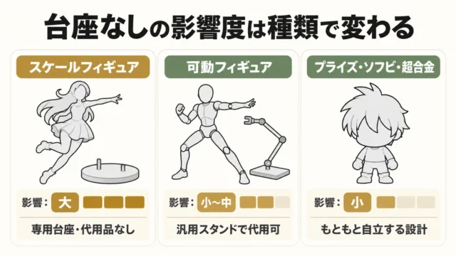 台座なしの影響はどれくらい違う?種類別に違いを解説