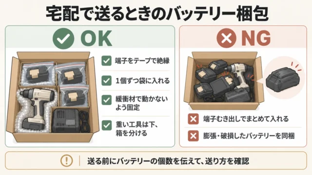 宅配で送るときのバッテリーの扱い