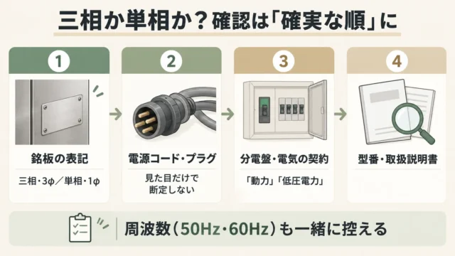 自分の厨房機器が三相か単相かを見分ける方法