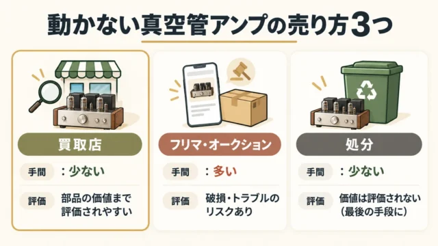 通電しない真空管アンプの売り方を比較