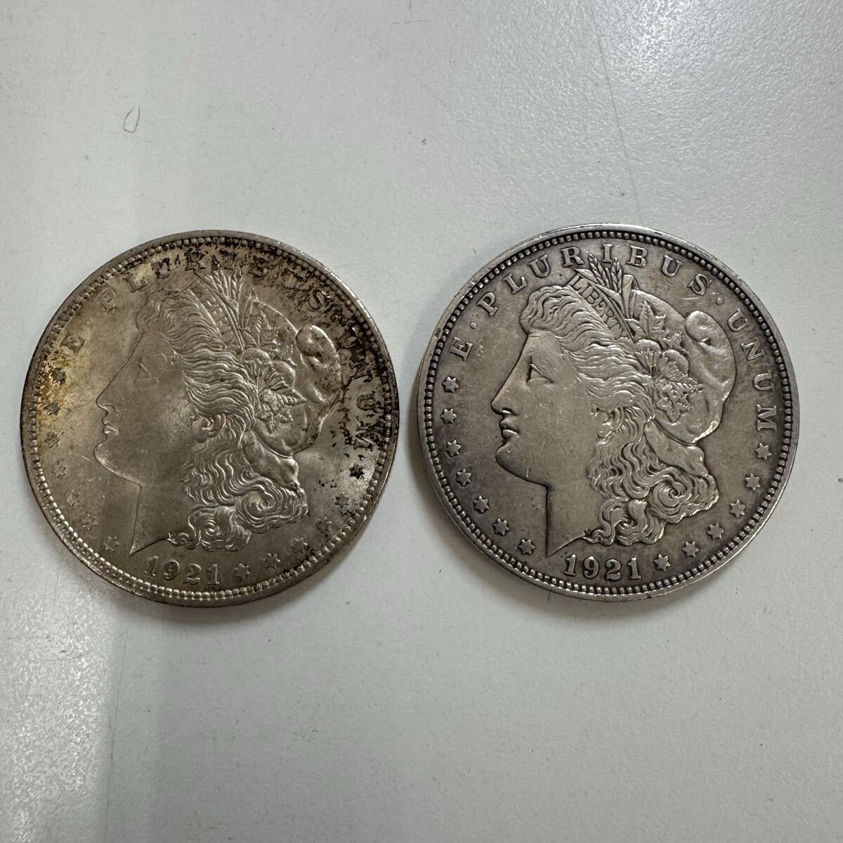 アメリカ硬貨 モルガンダラー銀貨 1921年 2点まとめ