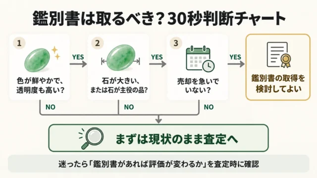 迷ったら「鑑別書があれば評価が変わるか」を査定時に聞く