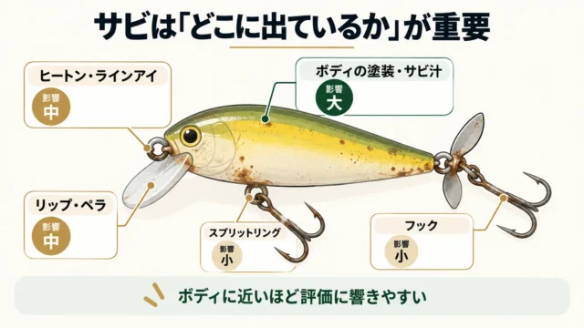 サビの場所と程度で変わる査定への影響