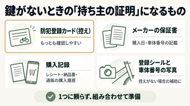 所有確認に役立つもの|防犯登録カード・保証書・購入記録