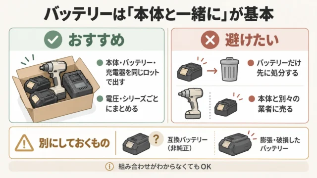 本体とバッテリーは「セットで出す」のが基本