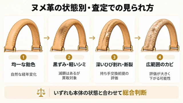 ヌメ革の状態別・査定でどう見られるか