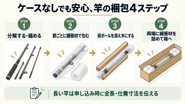 ケースなしの釣竿を宅配買取で送るときの梱包のコツ