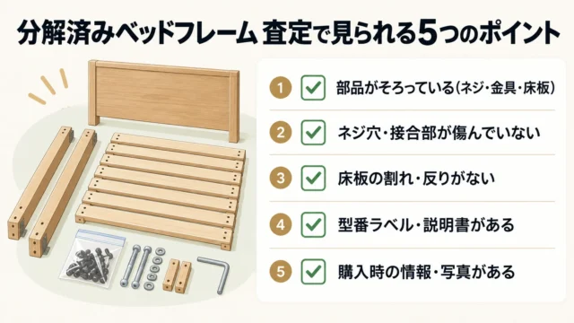 分解済みベッドフレームの査定で確認されるポイント