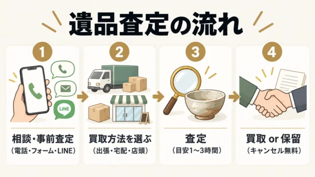 遺品の査定を依頼する流れとトレジャーマーケットの遺品買取