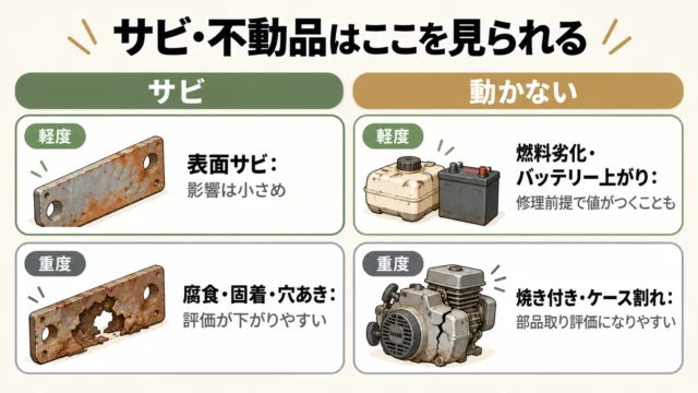 サビ・不動品の査定で実際に見られるポイント