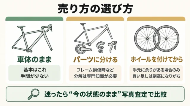 ホイールなしのまま売る?パーツに分ける?判断の目安