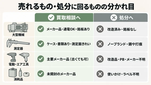 売れるもの・売れにくいものの早見表
