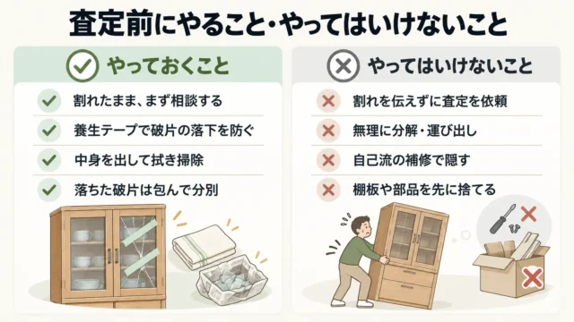 割れたガラスは直してから売るべき?査定前にやること・やってはいけないこと