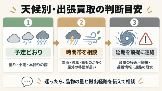 予定どおり進める？日程を変える？天候別の判断ポイント