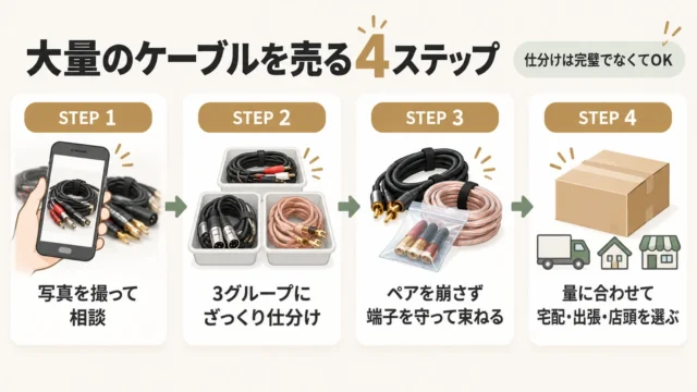 大量のケーブルをまとめて売る手順