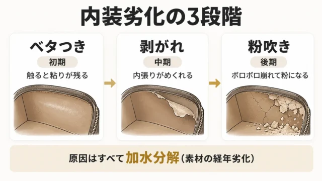 ベタつき→剥がれ→粉吹きは劣化の段階が違う