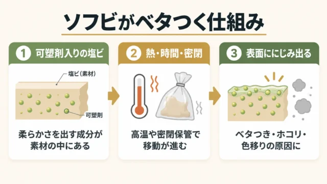 ソフビがベタつく原因は「可塑剤」のにじみ出し