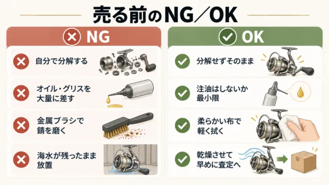 潮噛みしたリールを売る前にやってはいけないこと