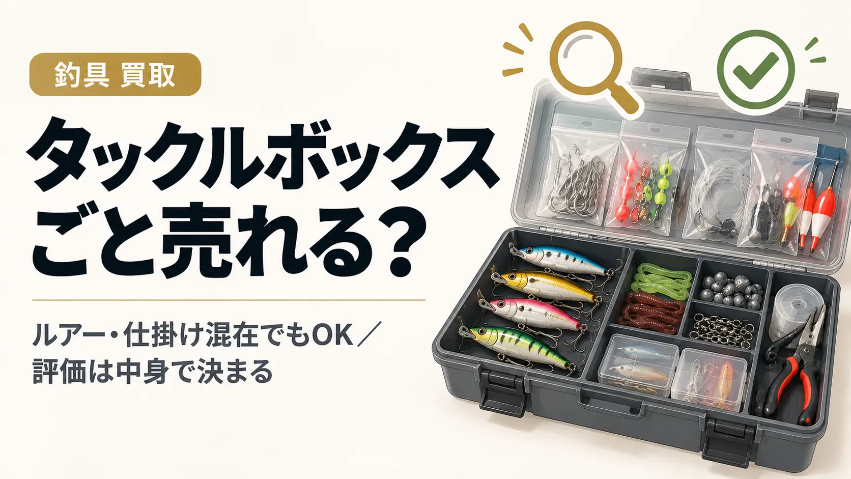 タックルボックスごと釣具を売る方法|ルアー・仕掛け混在でも査定できる?
