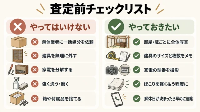 解体前にやってはいけないこと・やっておきたいこと