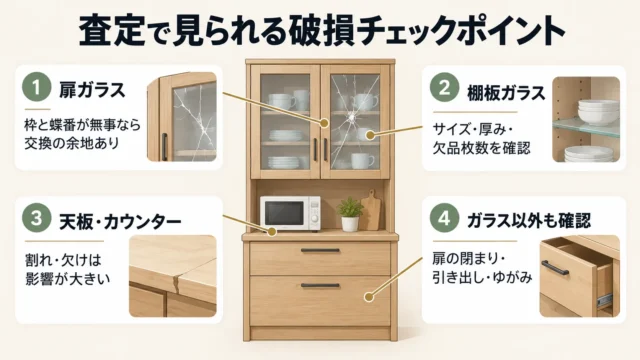 査定で見られるのは「どこが・どう割れているか」